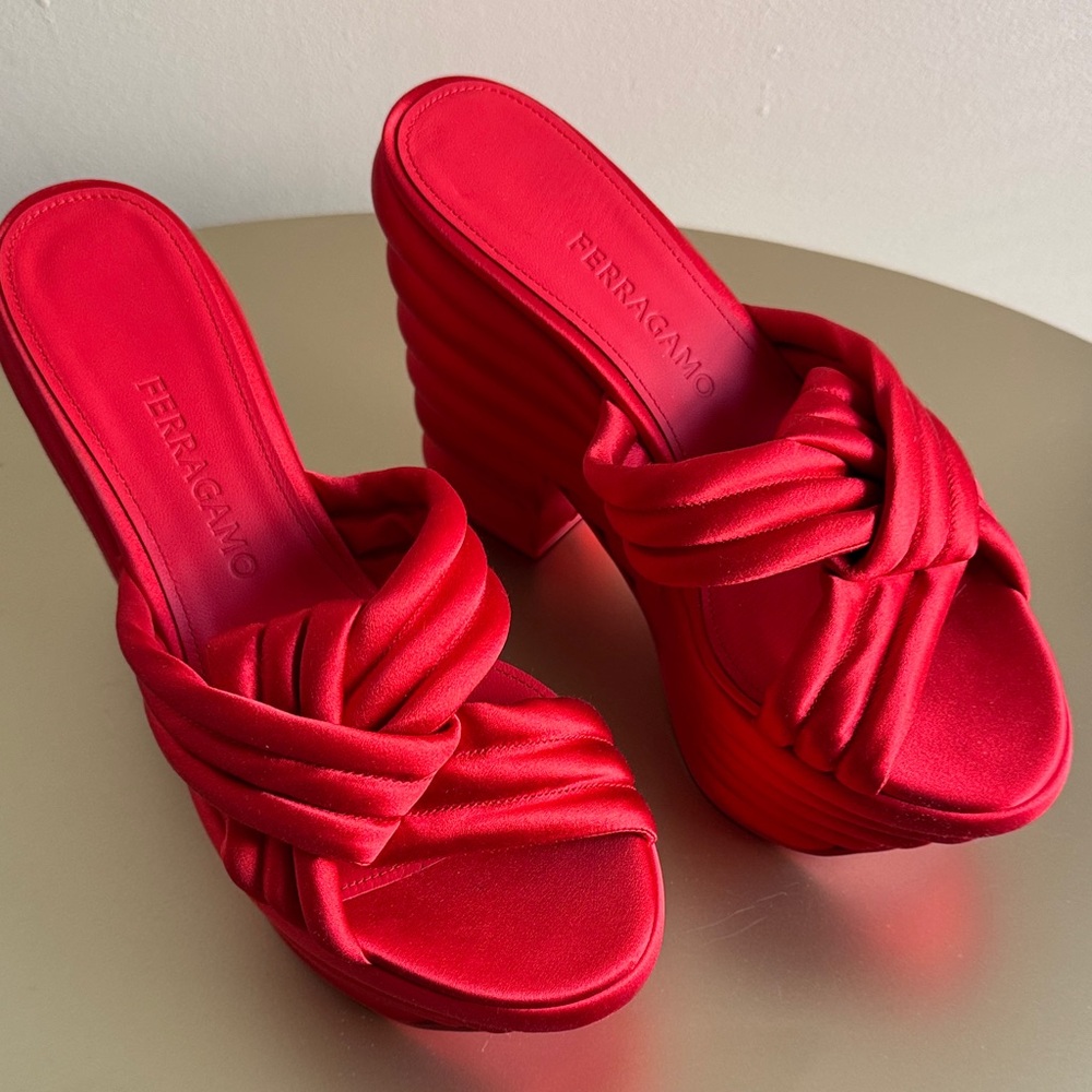 Salvatore Ferragamo Red Platform Sandals